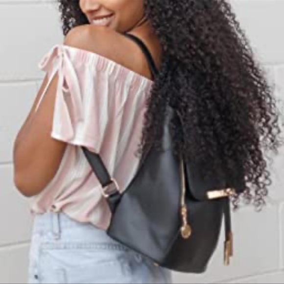 B&E Womens Mini Backpack - Brown + Gold - Picture 2 of 8